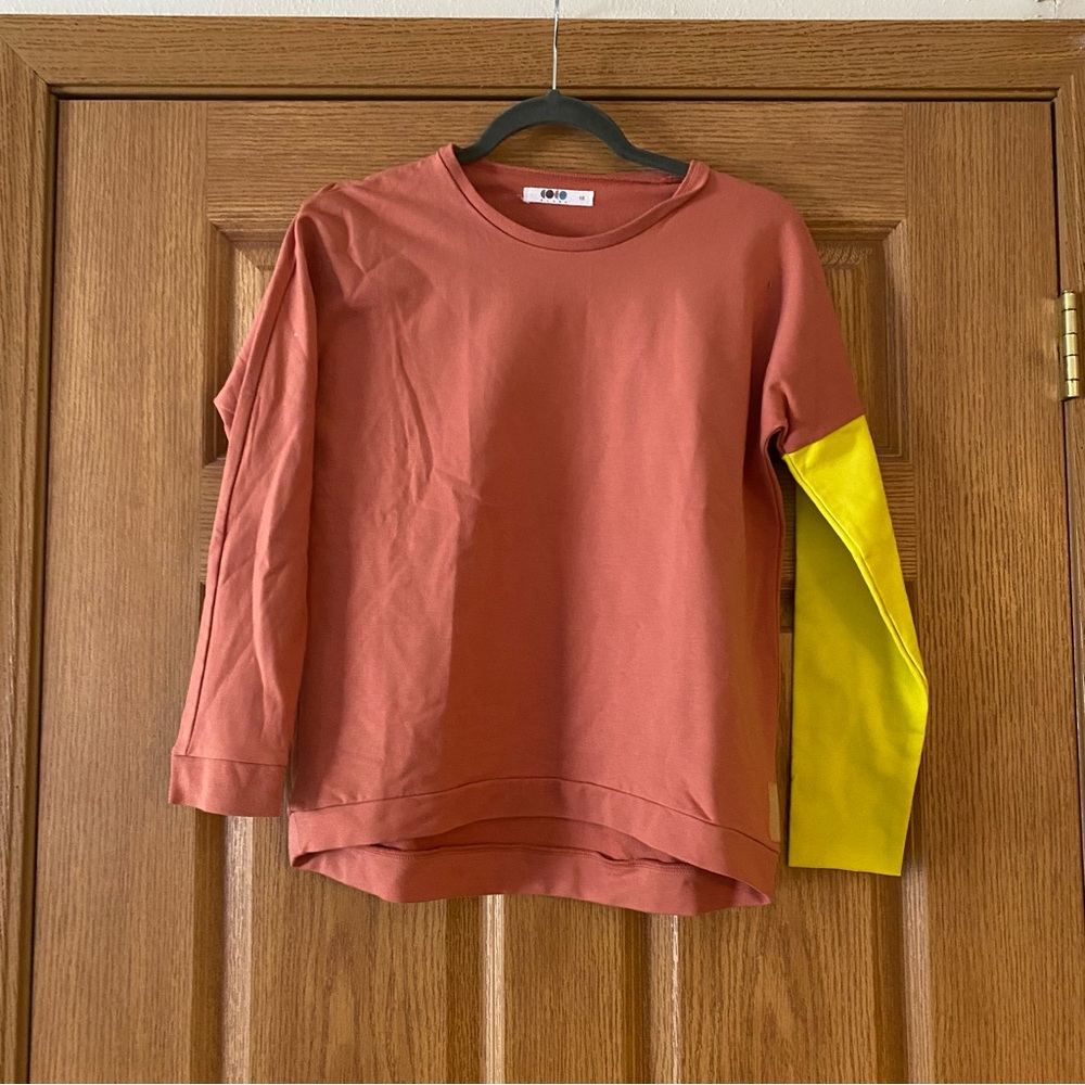 Coco Blanc Kids Color Block Long Sleeve 100%  Cotton Pink Yellow Size 16